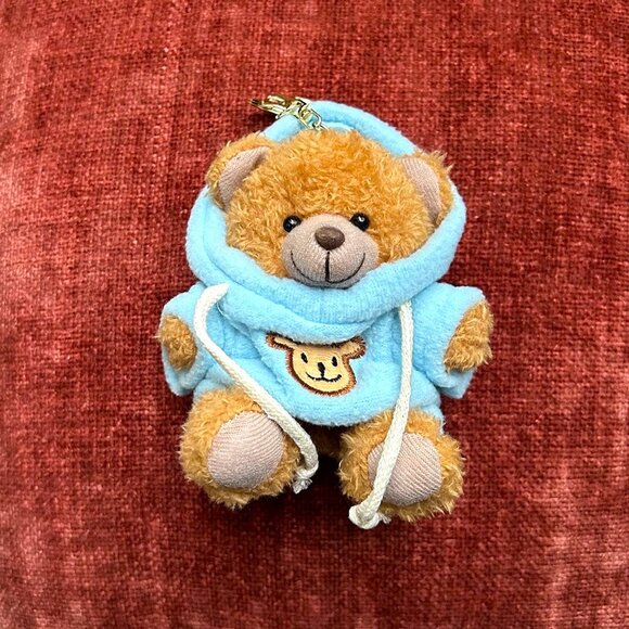 TEDDY BEAR HOODIE Bag Charm Tan and Blue 🧸 - Picture 4 of 7